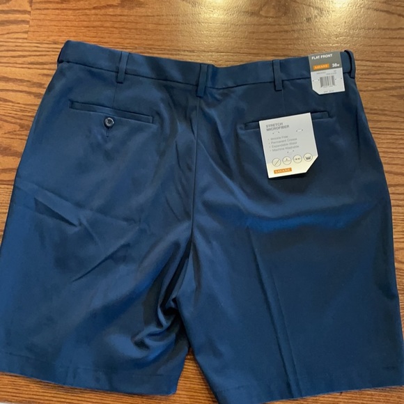NWT MENS TOTAL ECLIPSE SAVANE MICROFIBER FLAT FRONT SHORTS. 38w navy blue - Picture 5 of 9